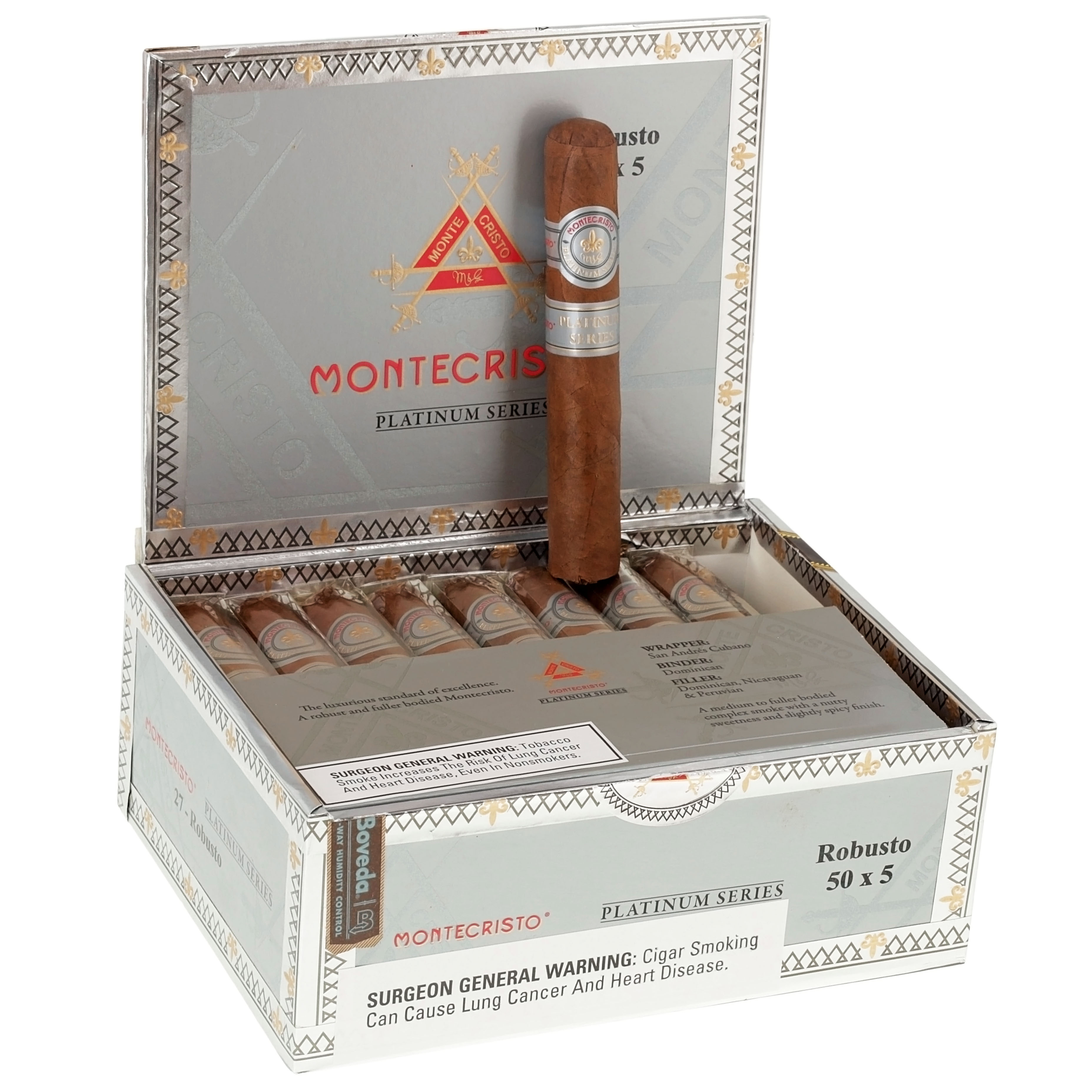 Montecristo Platinum Series Robusto 50 X 5 — Box Of 27