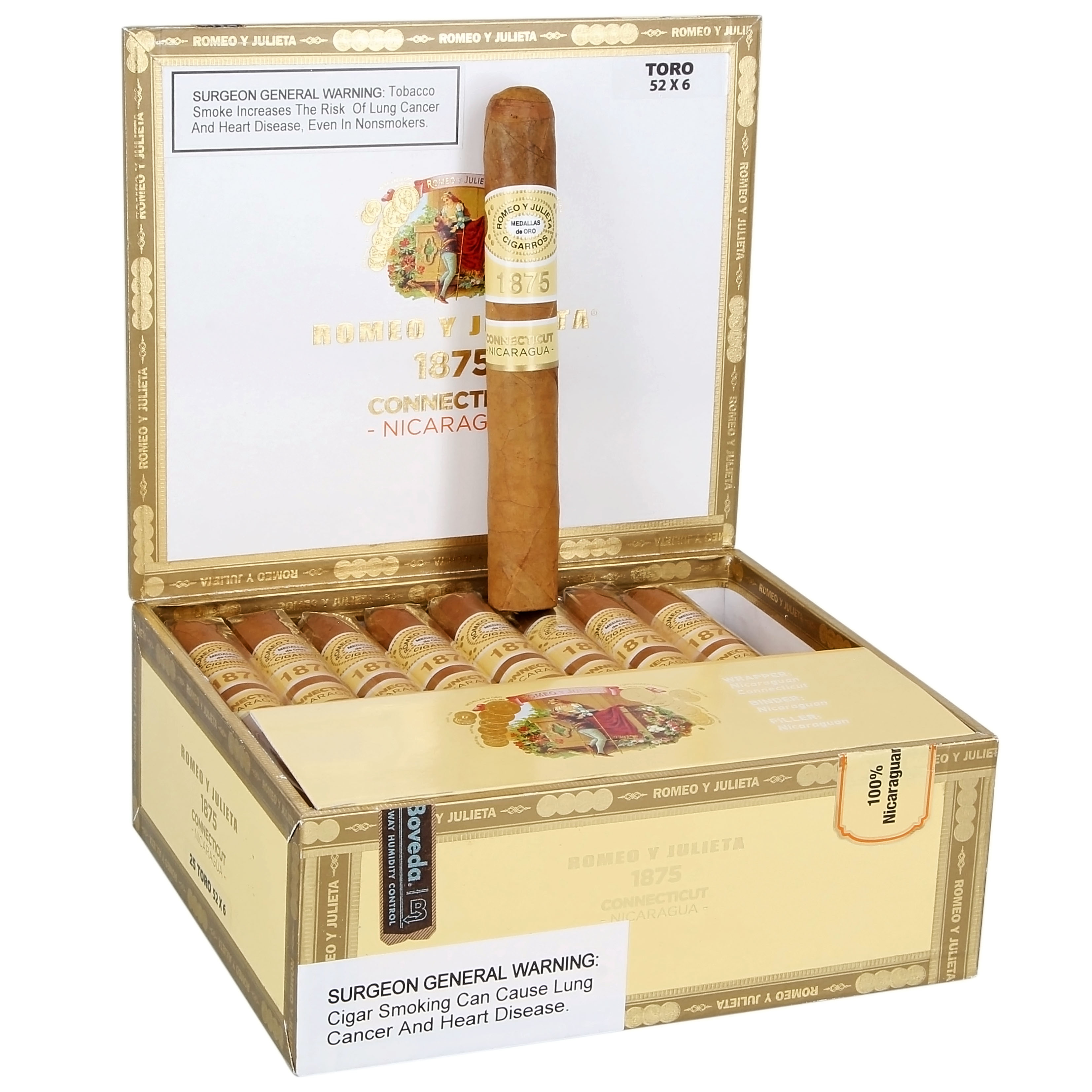 Romeo y Julieta 1875 Conn Nica Toro 52 x 6 — Box Of 25