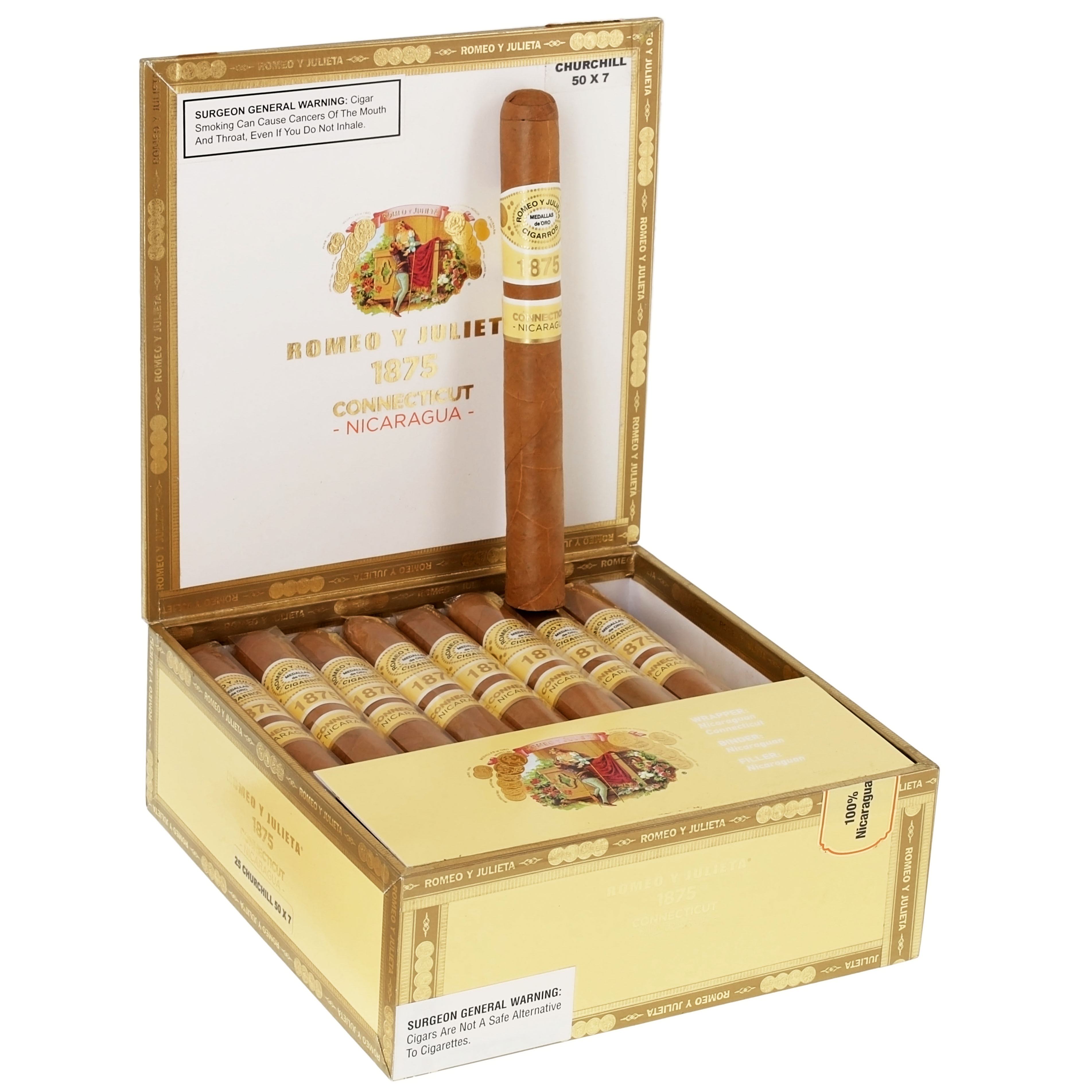 Romeo y Julieta 1875 Conn Nica Churchill 50 X 7 — Box Of 25