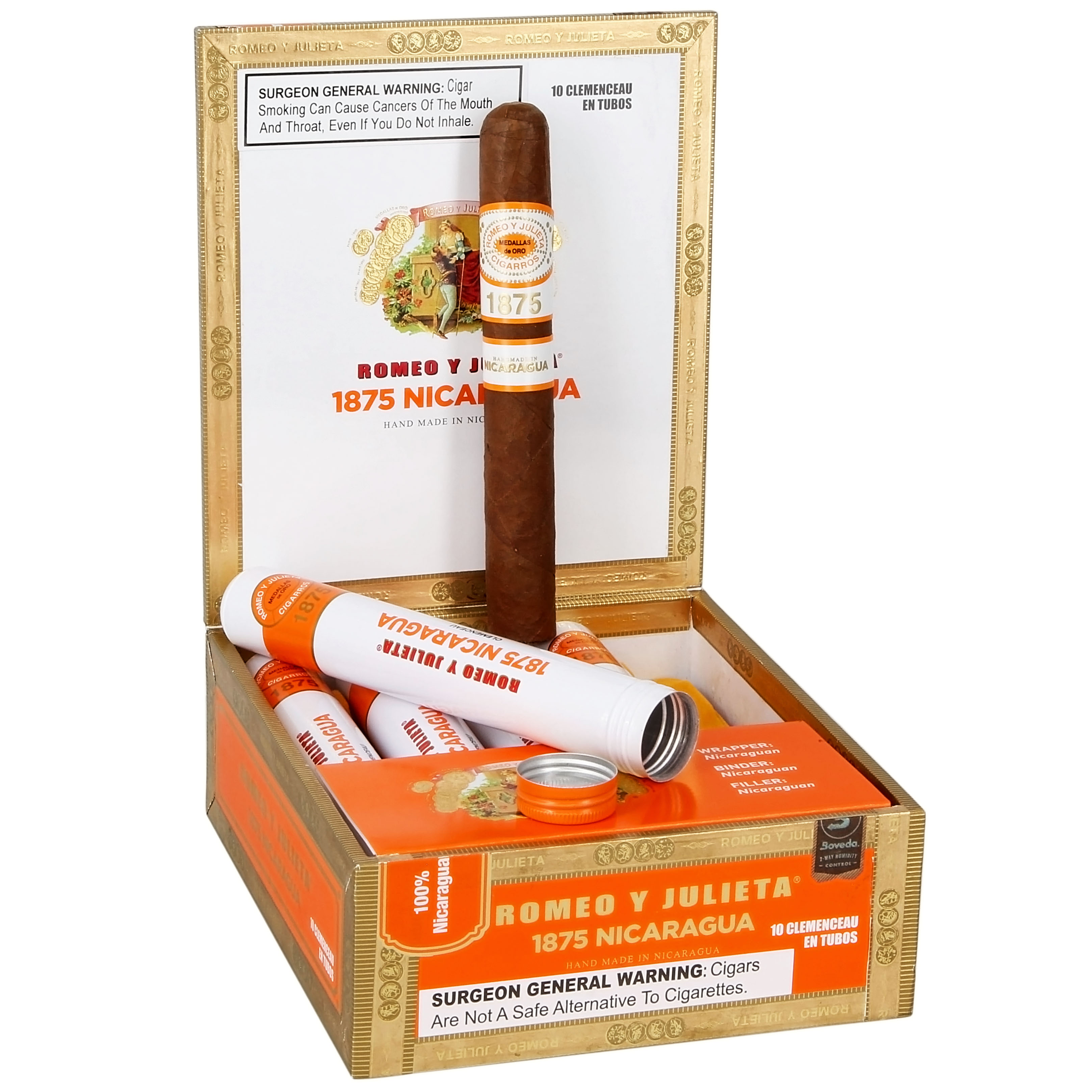 Romeo y Julieta 1875 Nicaragua Clemenceau En Tubo 50 X 6 — Box Of 10