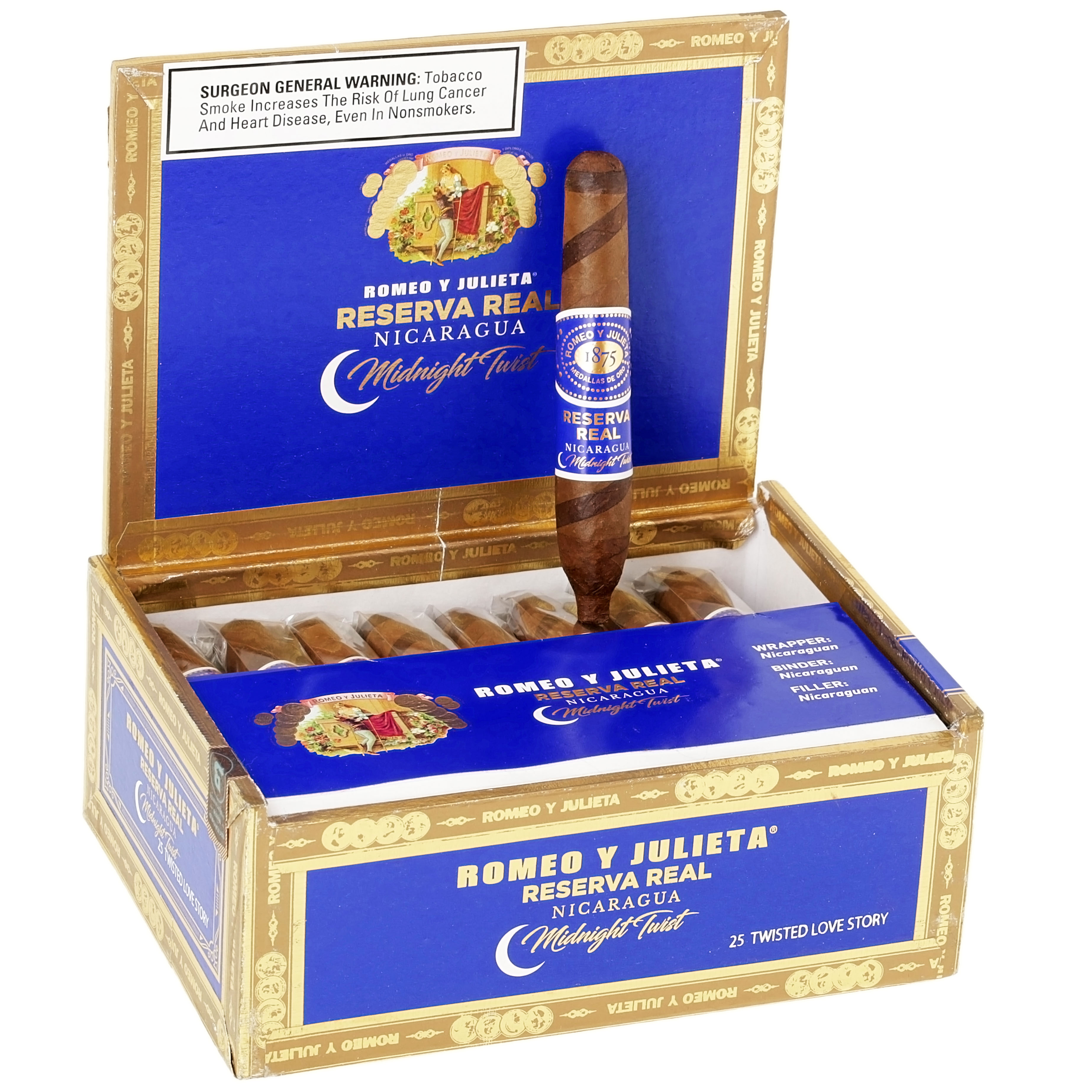 Ryj Reserva Real Nicaragua Midnight Twist Twisted Love Story 46 X 4 1/4 — Box Of 25