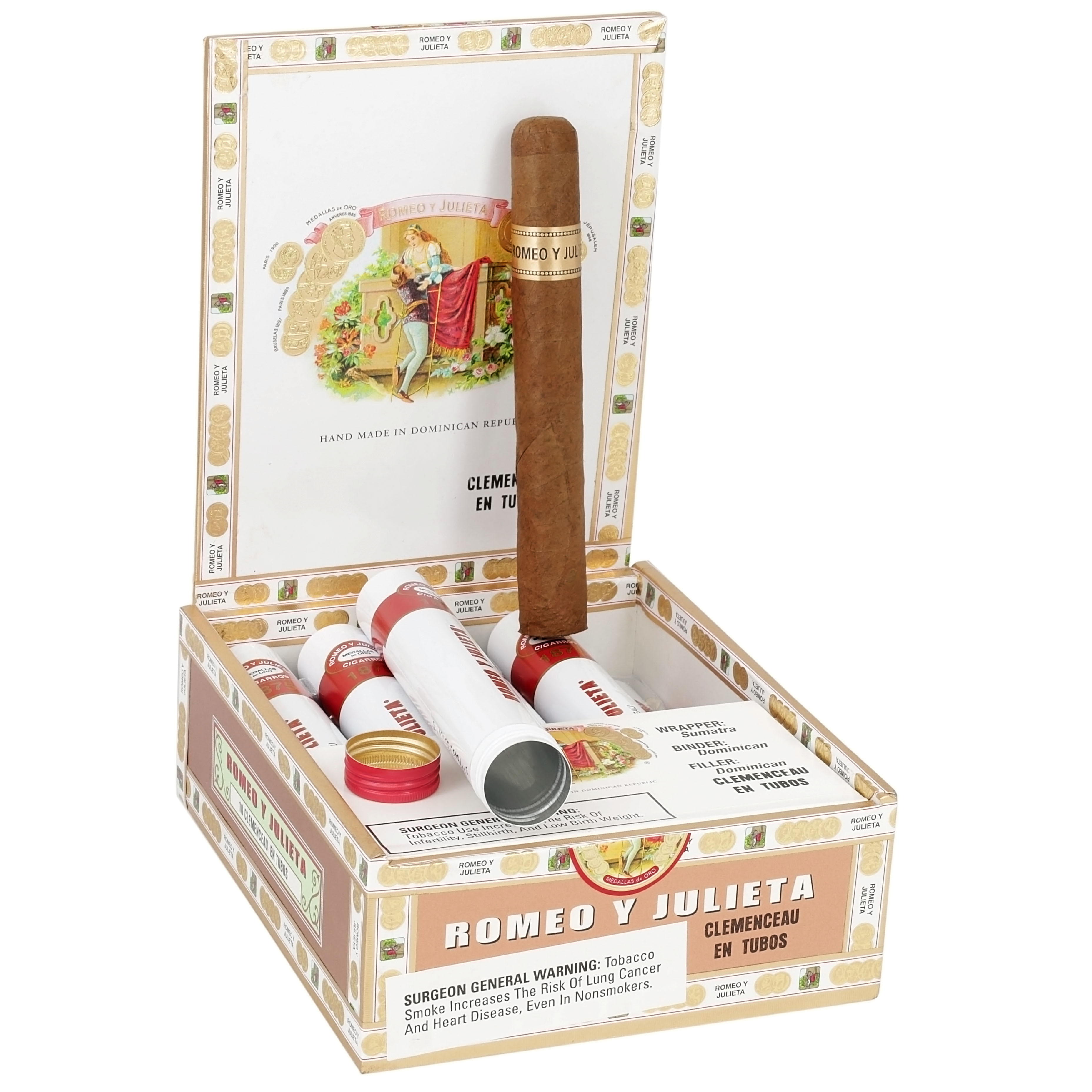 Romeo y Julieta 1875 Clemenceau En Tubo 50 X 6 — Box Of 10
