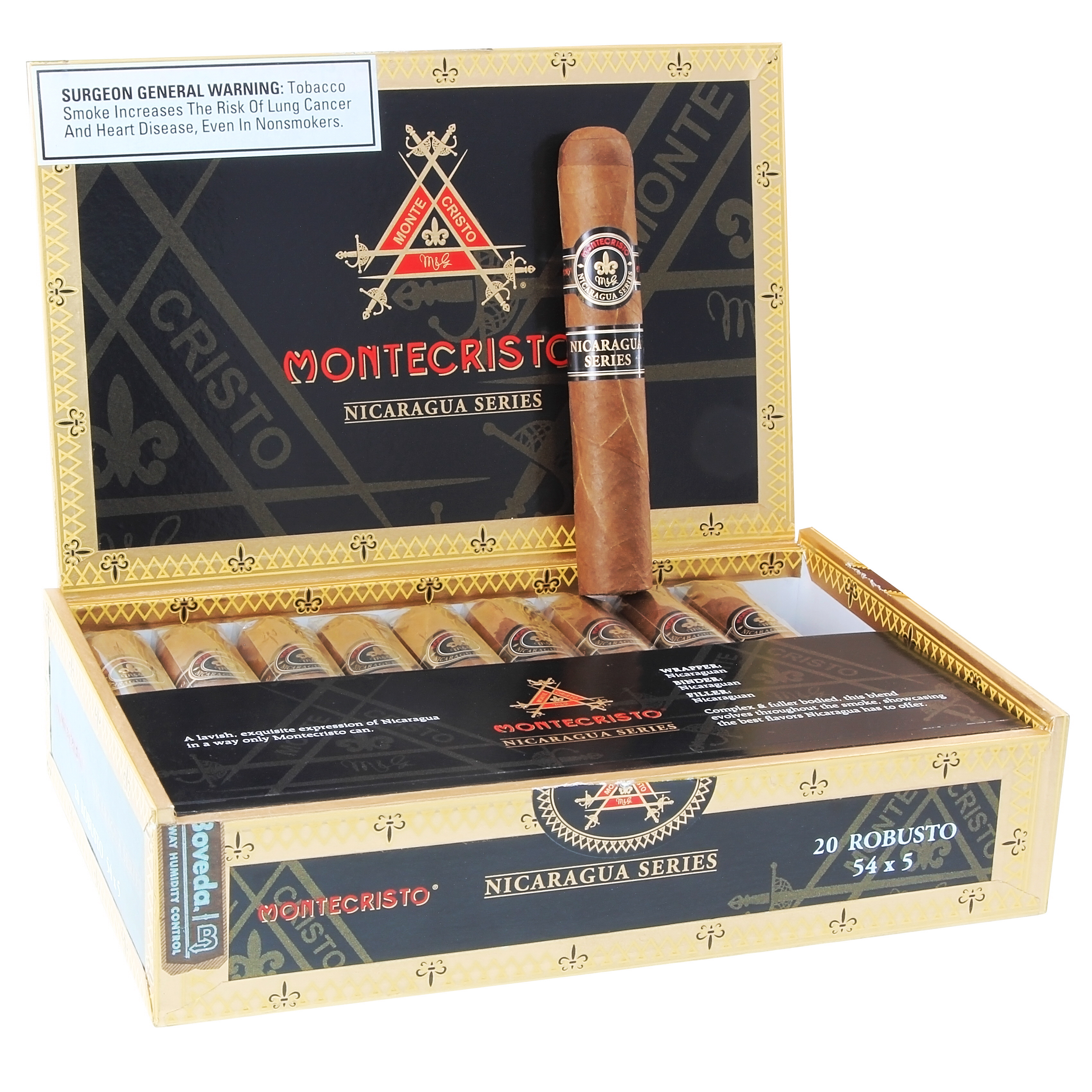 Montecristo Nicaragua Robusto 54 X 5 — Box Of 20
